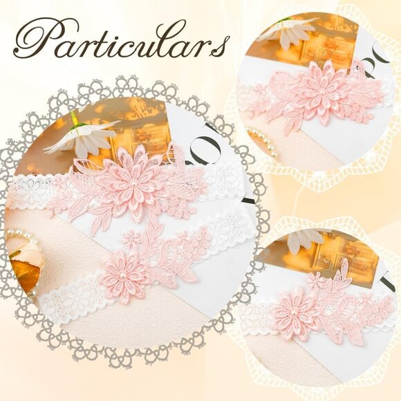 🆕Women Pink Garters Bride Wedding Garter Thigh Wedding Garter Set for Brid - Picture 4 of 6